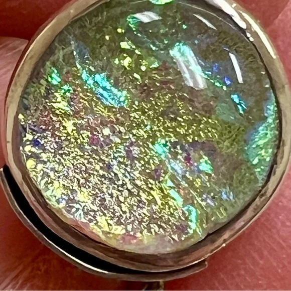 Artisan-made Sterling Silver and Glass  Iridescent Earrings - Picture 5 of 14